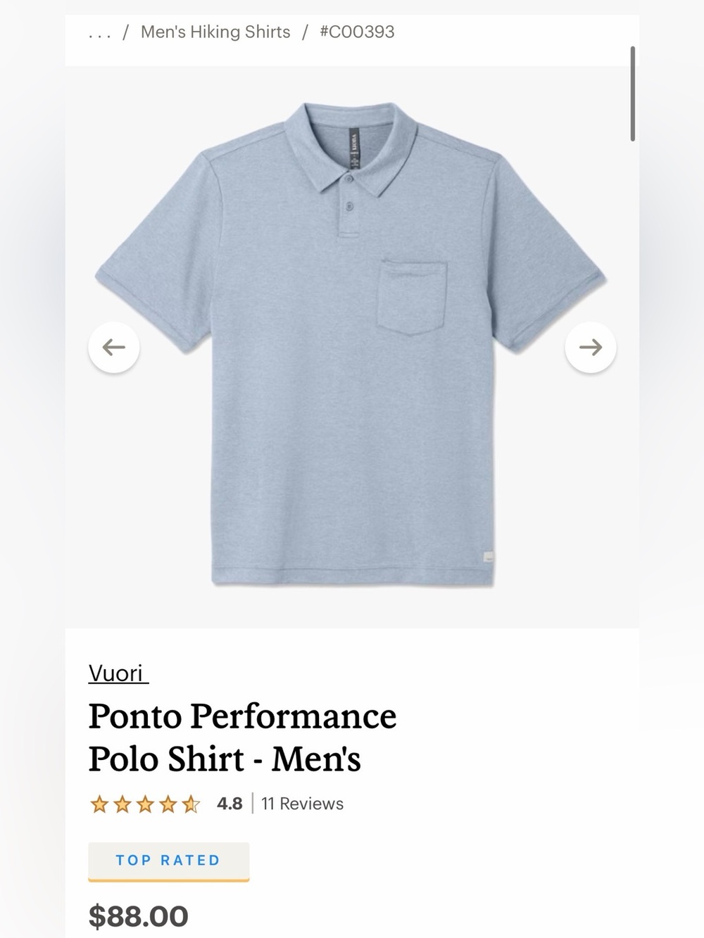 Vuori Ponto Performance Men’s Polo Shirt Blue Dusk Heather